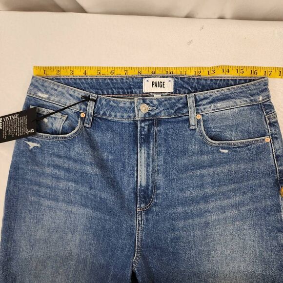 Paige Sarah Straight High Rise Women’s Jeans Size 32 Blue Denim 30” Inseam NWT - Picture 3 of 10